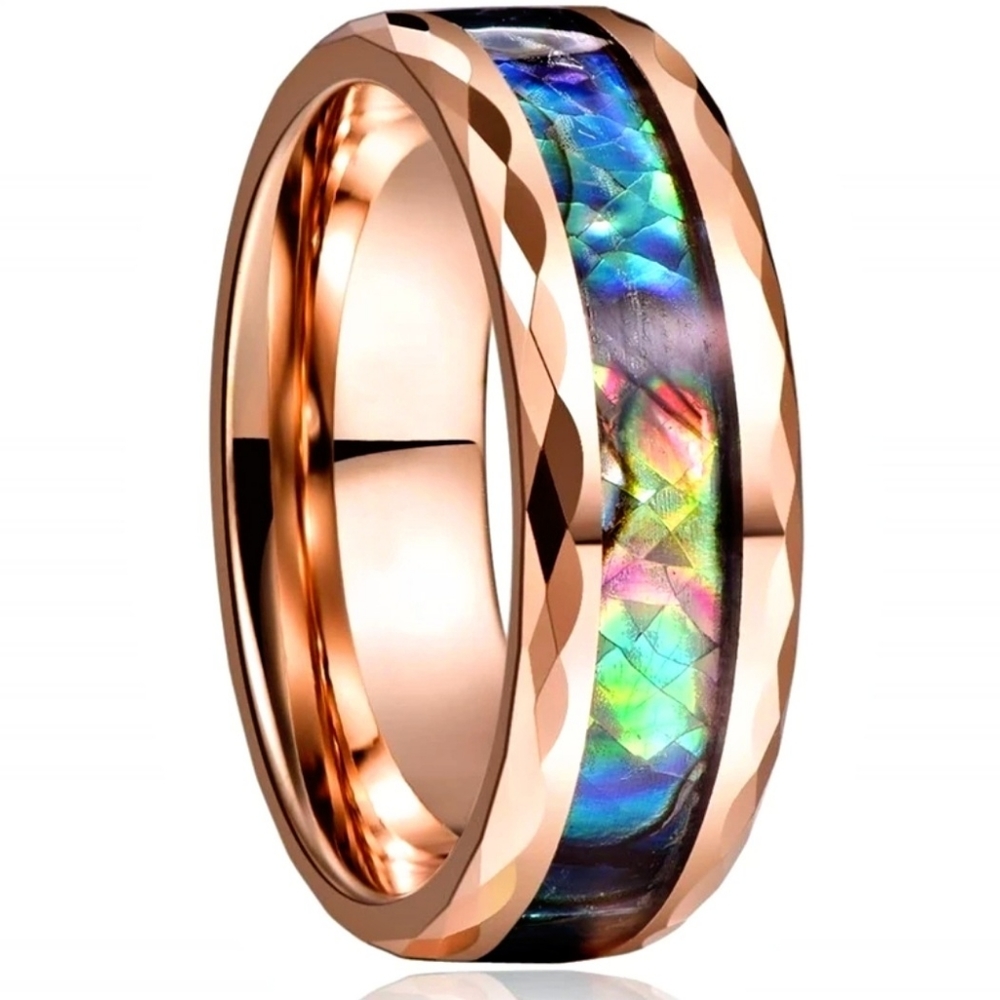 UNISEX | Stainless Steel Rose Gold Abalone Ring - Picture 3 of 6